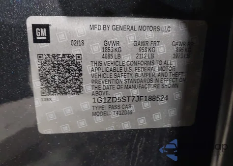 2018 Chevrolet Malibu Lt z USA, uszkodzony, nr VIN 1G1ZD5ST7JF188524